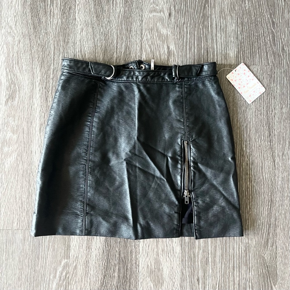 NWT Free People Vegan Leather Black Skirt